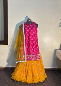 Pink &amp; Yellow Lehenga Choli Set