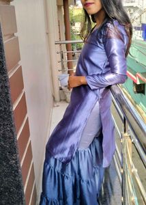 Beautiful Backless Dori Design Kurti &amp; Gharara Set
