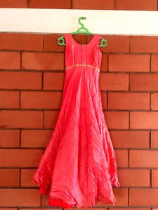 Elegant Pink Orange Gown cum Anarkali