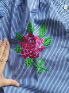 Blue off shoulder top