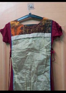 Maroon with Cream Ethnic work Kurta
