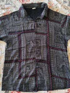 Patterned Short Sleeve Button-Up