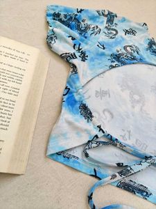 Dragon Print Tie Back Crop Top