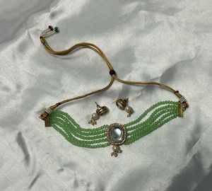 2in1 Green Beaded Necklace Set