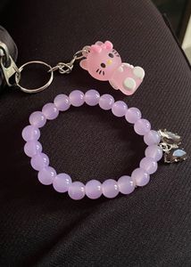 Beaded Bracelet With Cute Hello Kitty Keychain Com