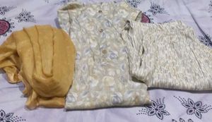Beautiful Floral Kurta Set With lace  Dupatta