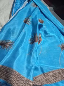 Elegant Blue Floral Saree without blouse offer