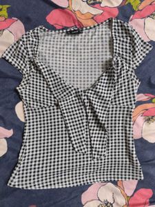 Shein Gingham Tie-Front Top