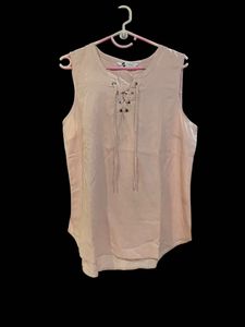 Peach Linen Sleeveless Top