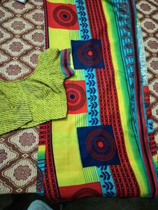 Multicolored Saree With Alterable Blouse