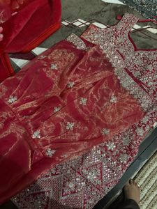 Red Net Embellished Dupatta