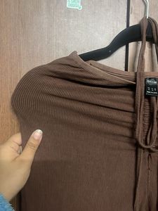 Brown Tie Detail Lounge Pants