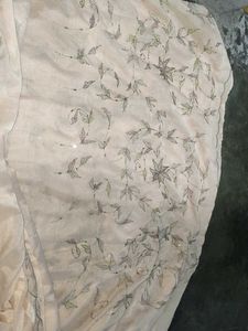 Cream Colour Embroidered Saree