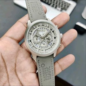 MONT BLANC  MENS GREY LEATHER BELT WATCH