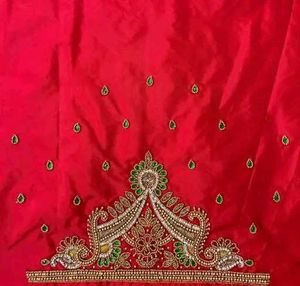Red Maggam Work Blouse