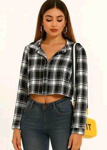 Plaid Crop Top with Tie Detail..🎀