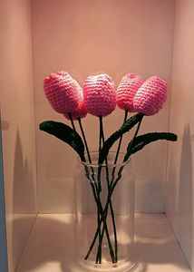 Pack Of 6 Crochet Pink Tulips 🌷