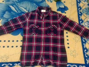 Pink and Blue Flannel Shirt