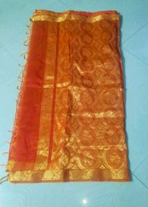Orange Colour Shinning Organza Saree