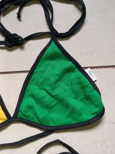 Color Block Triangle Bikini Top