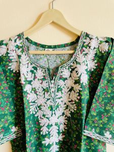 Green Embroidered Kurta