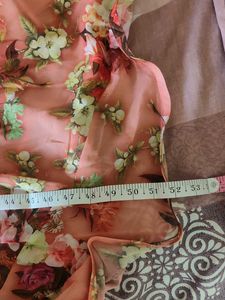 Women Floral Printed Long Dress With Half Sleeves