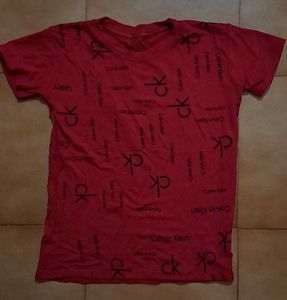 Calvin Klein Print Red Stretchable  Women's Tee