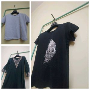 Combo Of 2 Zudio And Dnmx Tees + 1 Kurti