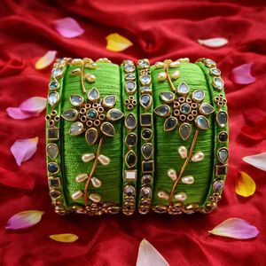 Green Beaded Bangle Set