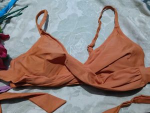 Orange Halter Bikini Top