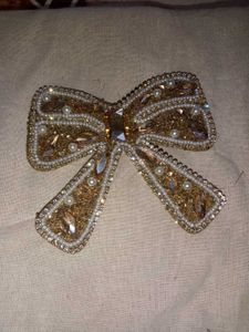 Golden Jeweled Bow Applique