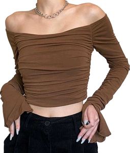 Brown Off-Shoulder Top