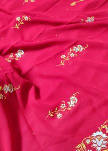 Elegant Red Floral Saree with blouse piece