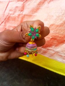 Vibrant Floral Jhumka Earrings