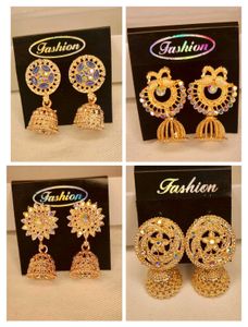 Four Pair Of Golden Jhumka Earrings