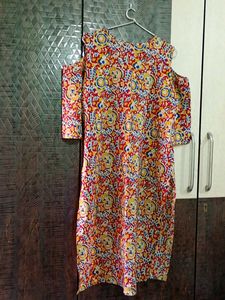 Floral Print Cold Shoulder Dress