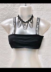 Black LOVE Crop Top Size 34 S/M