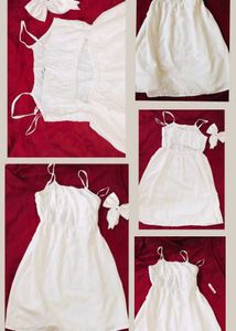 Cute White Dress & Bow Set