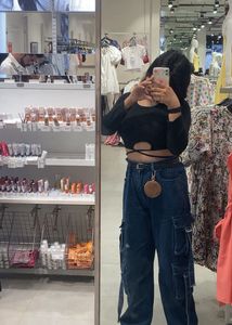Cargo Jeans And Black Top Combo