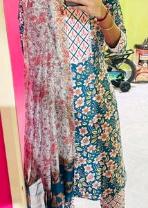 Cotton Ankarkali Suit Paint With Duppata Size Xxl
