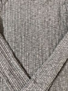Gray Ribbed Knit Top