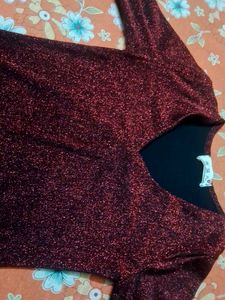 Sparkly Red V-Neck Top