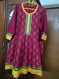 Maroon Anarkali free Size Kurti.