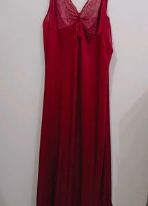 light Weight Maroon Satin Stretchable Nightwear