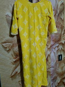 Yellow Embroidered Kurti