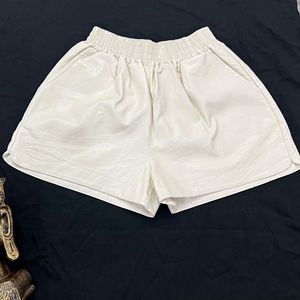 Leather Cream Shorts