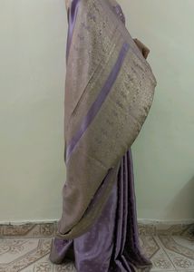 Lavender Saree With Intricate Design Gold Border
