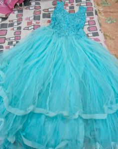 Womens Turtle Green  Colour Party Wear Flared Gown