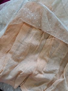 Girl&#39;s Cream Colour Net Frock