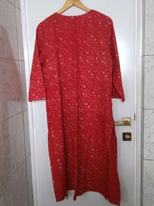 Red Embroidered Kurta